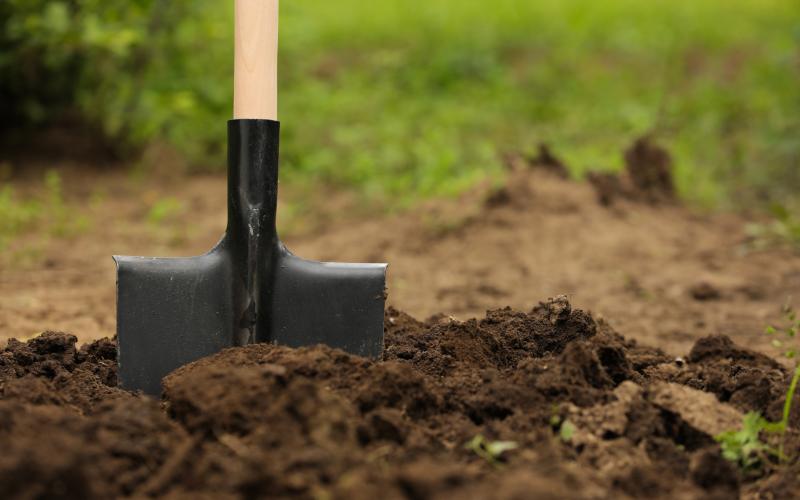 shovel in the ground
